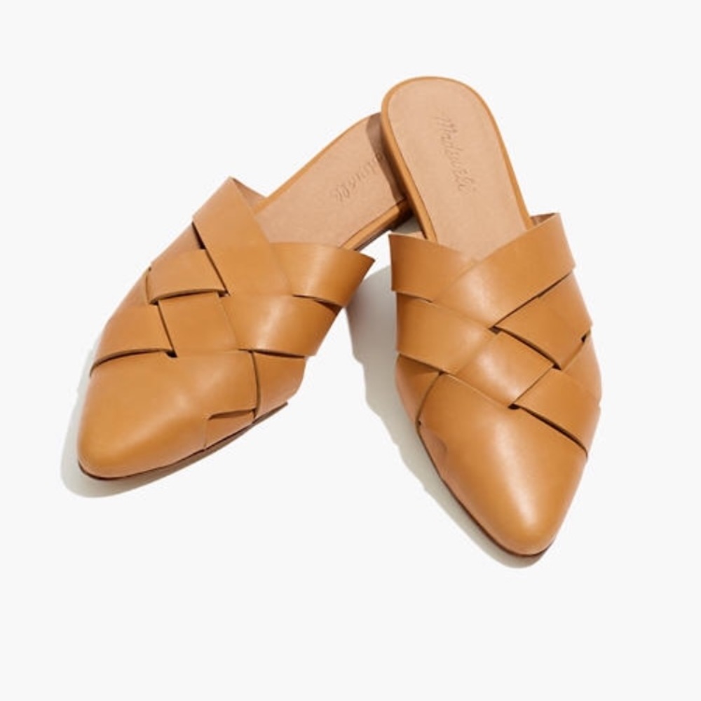 ISO Madewell Cindy Woven cross tan mule flat 7 7.5